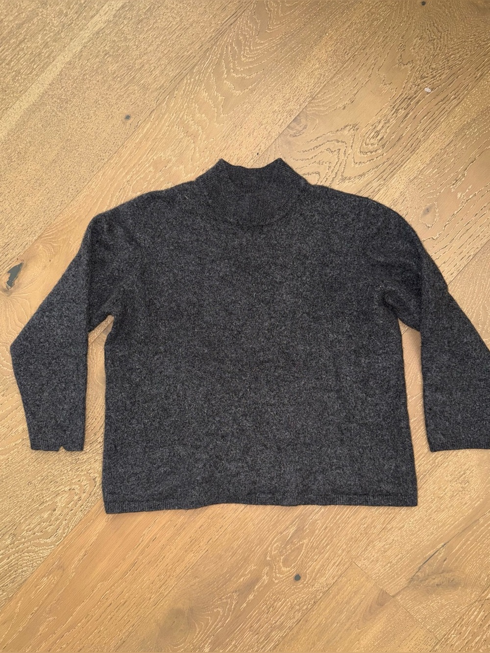 Lauren Ralph Lauren 100% Cashmere Mock Neck Sweater Charcoal Gray‎ Heather